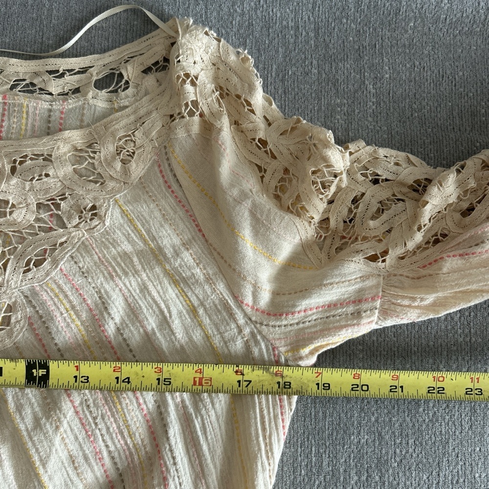 Free People Boho Crochet Cottagecore Top Blouse Size XS - Picture 10 of 12